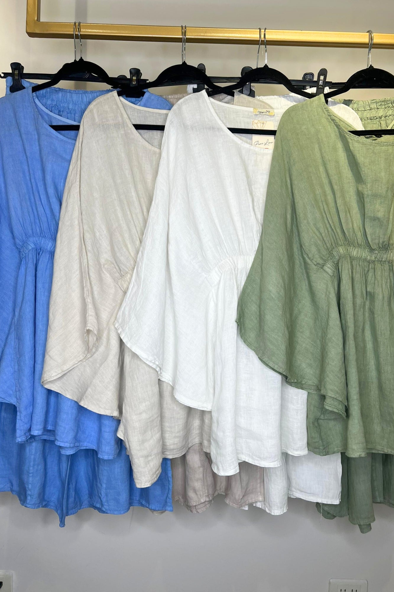 BATWING SHIRT & PANTS LINEN SET - WHITE