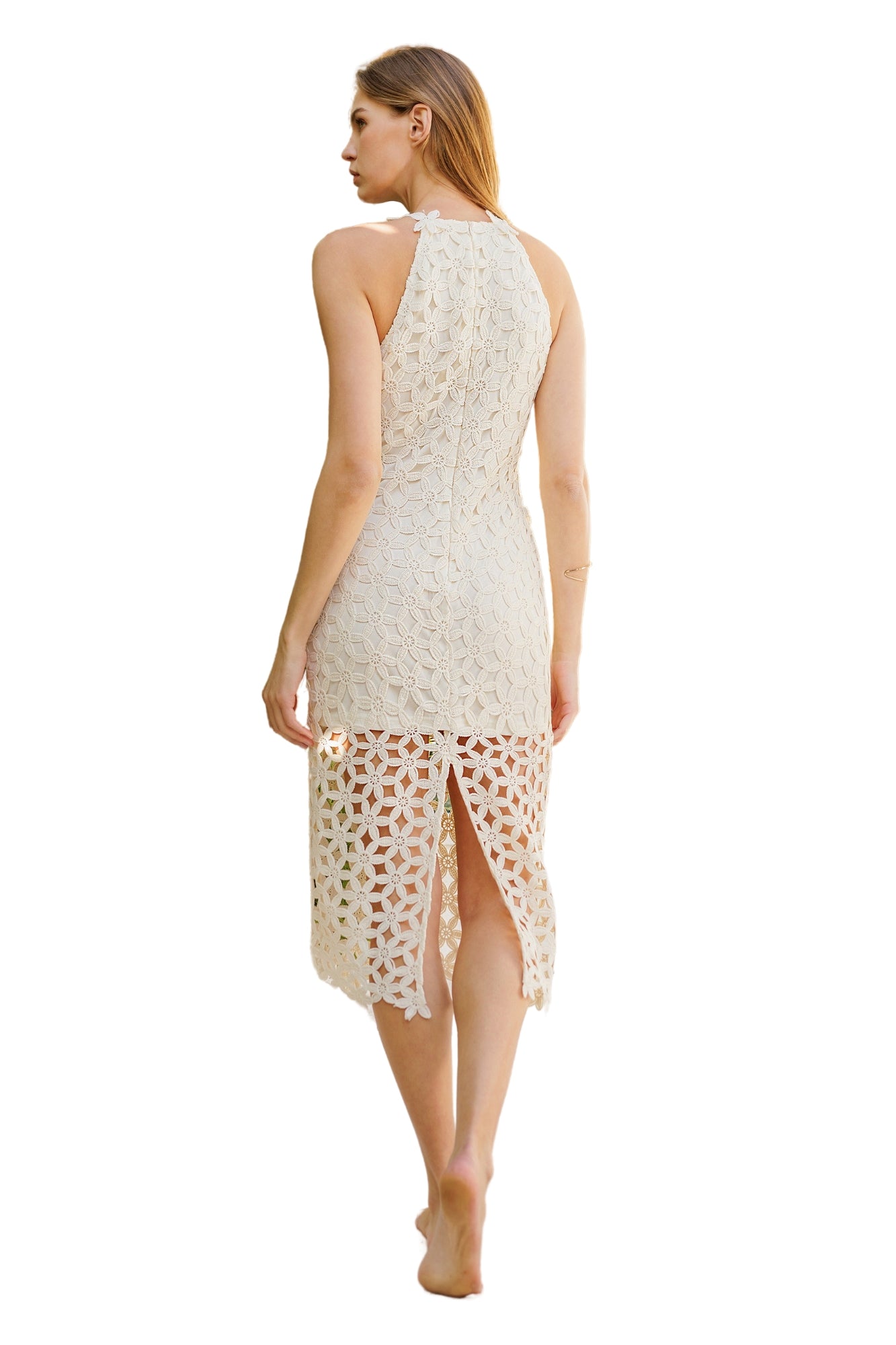 CROCHET HALTER MIDI DRESS