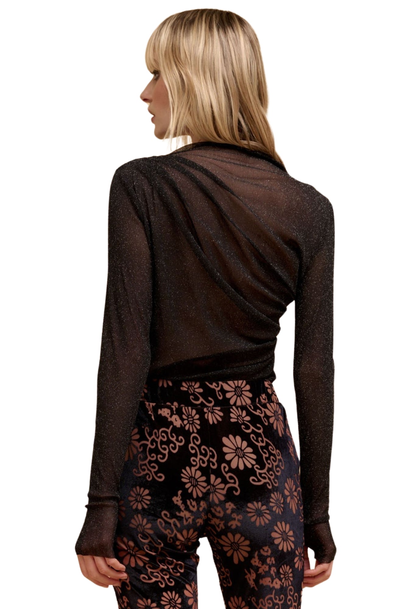 SHEER METALLIC MESH BODYSUIT