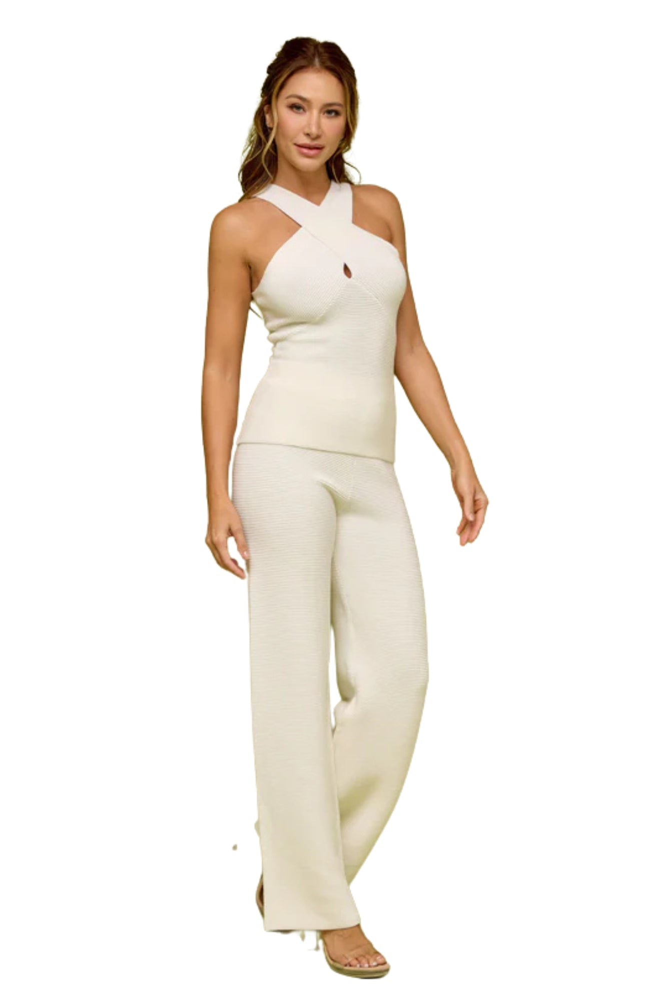 RIB KNIT TOP & PANTS SET