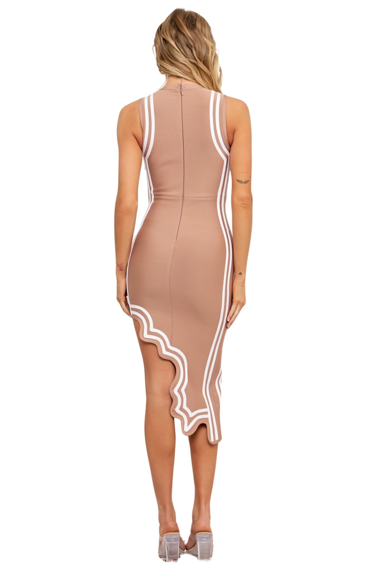 WAVY HEM KNITTED MINI DRESS