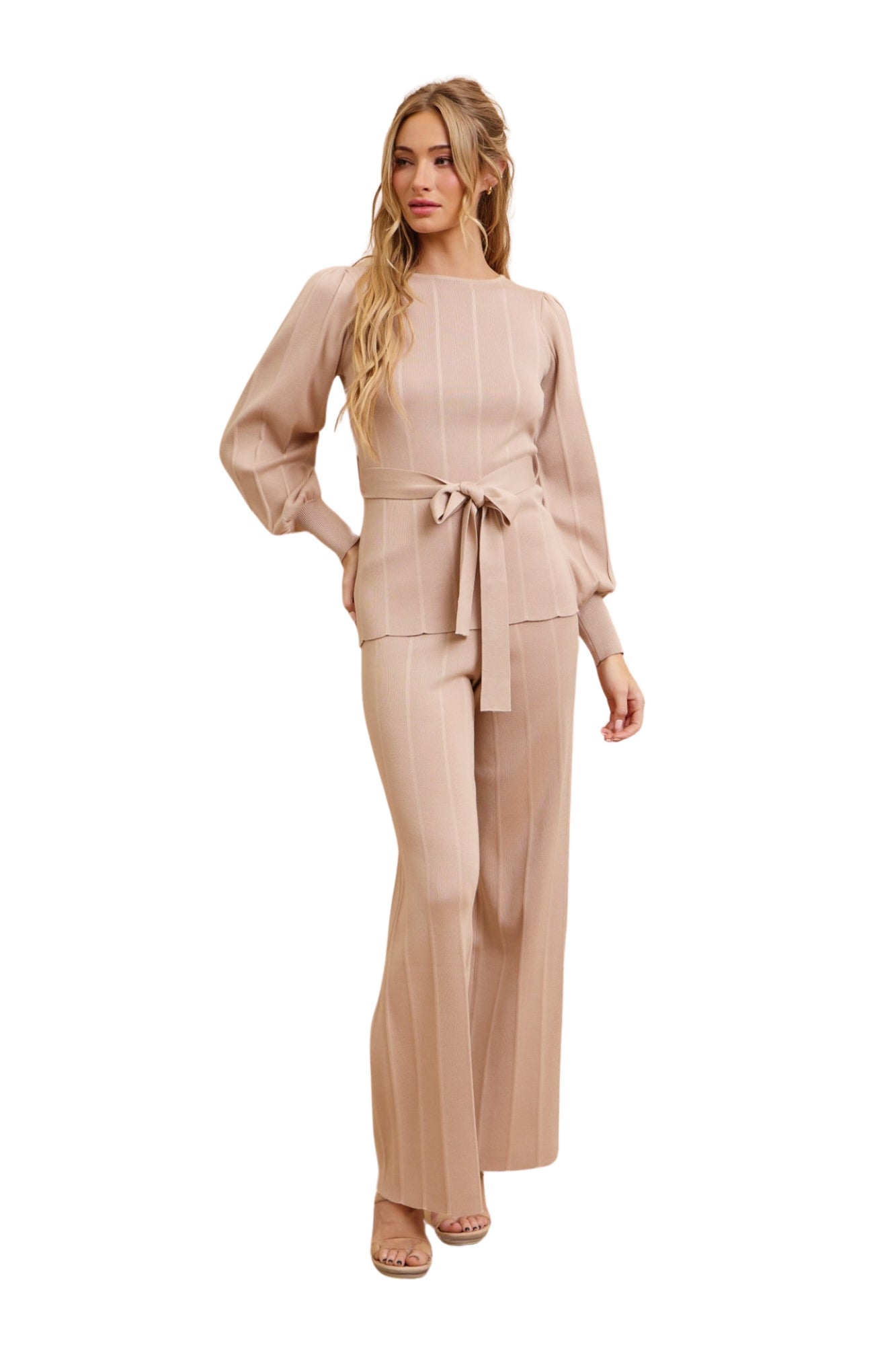 KNIT PANTS SET - MOCHA