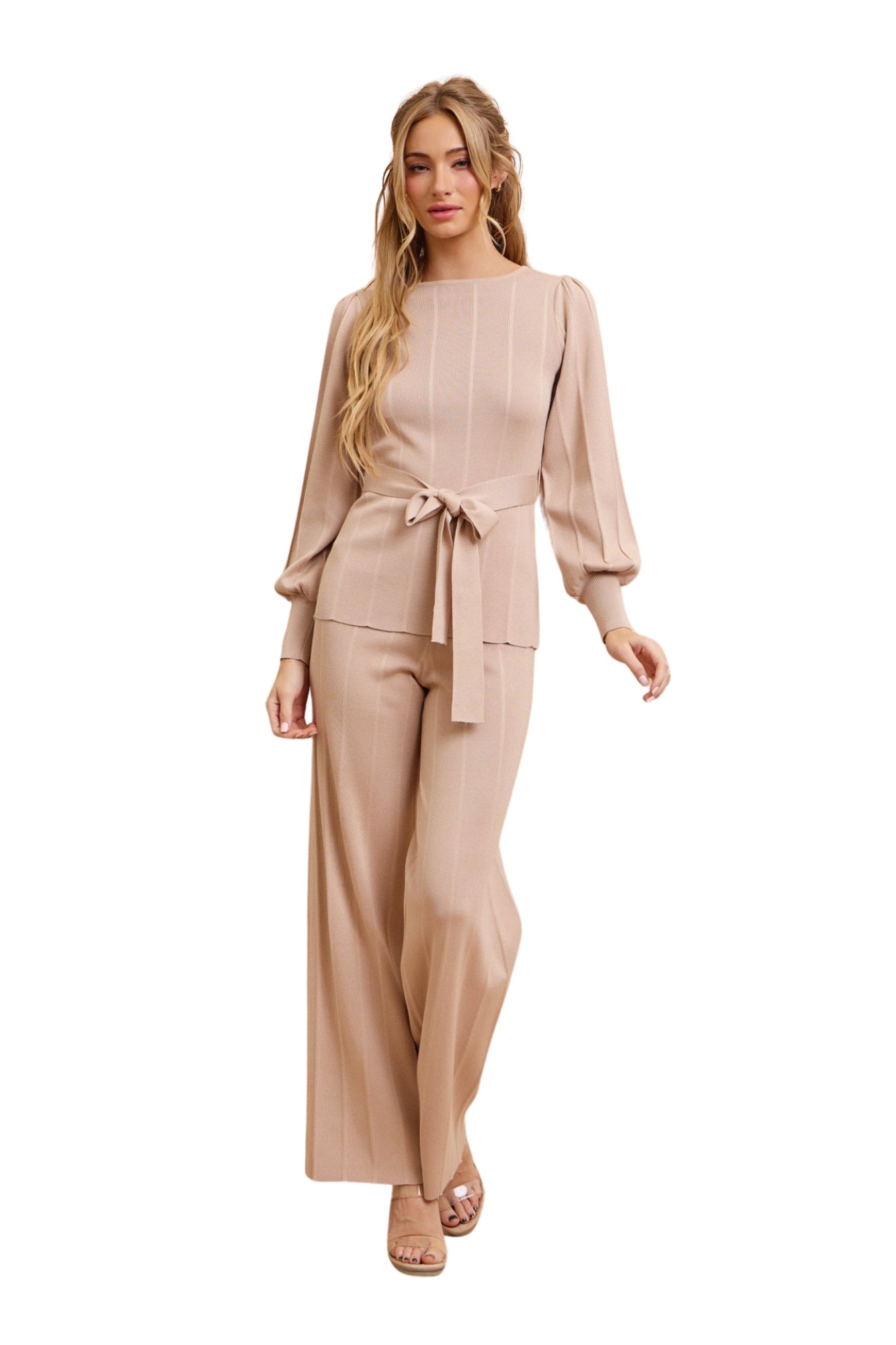 KNIT PANTS SET - MOCHA