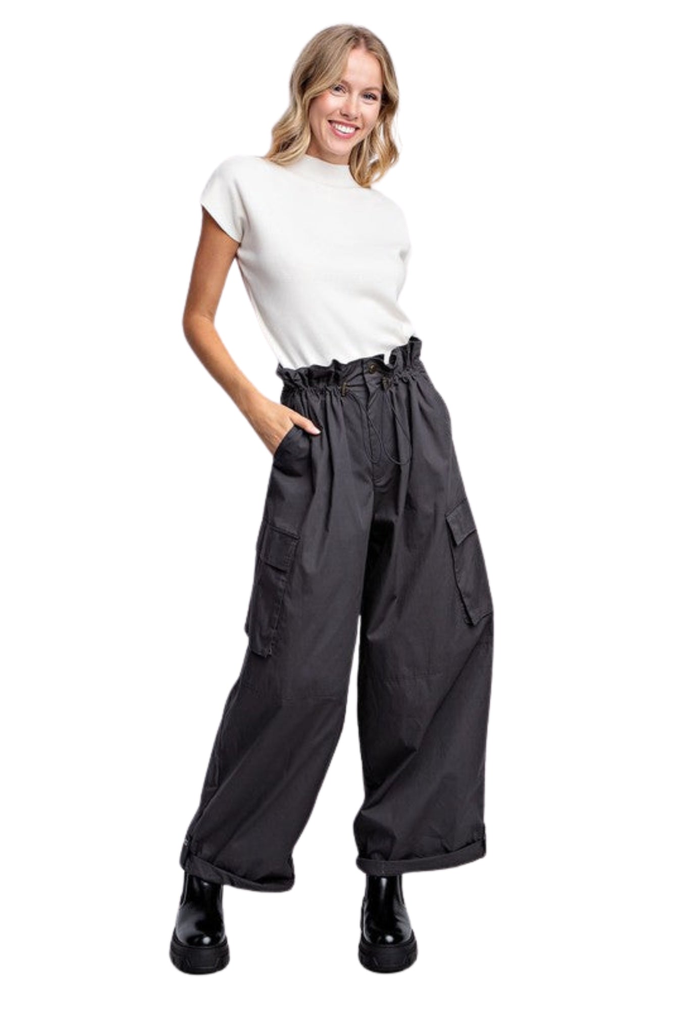 PAPERBAG UTILITY PANTS - BLACK