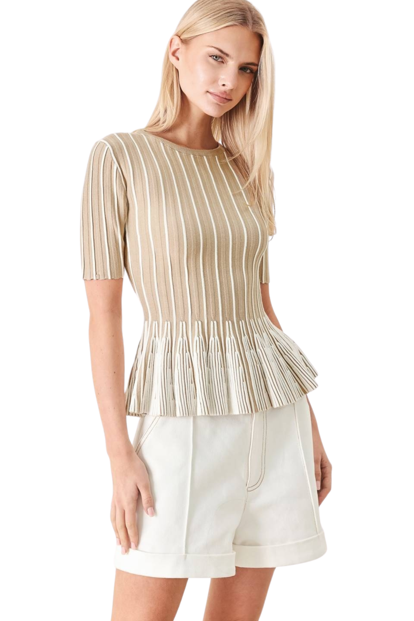 SWEATER KNIT TOP - TAUPE