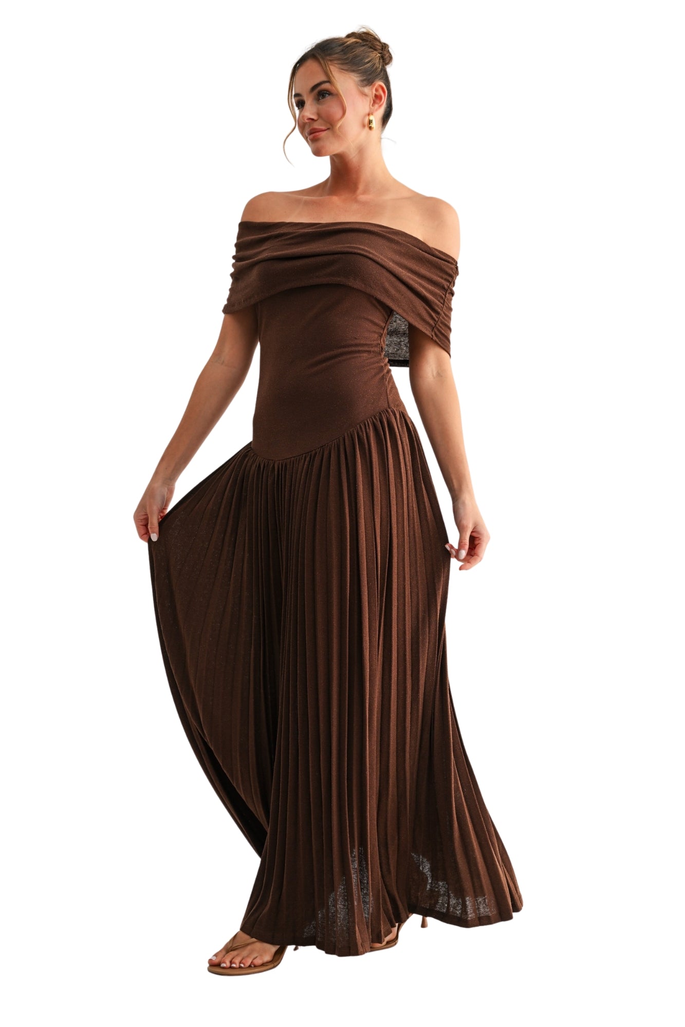 PLEATED MAXI DRESS