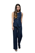 ROUND NECK VEST & WIDE LEG JEANS SET