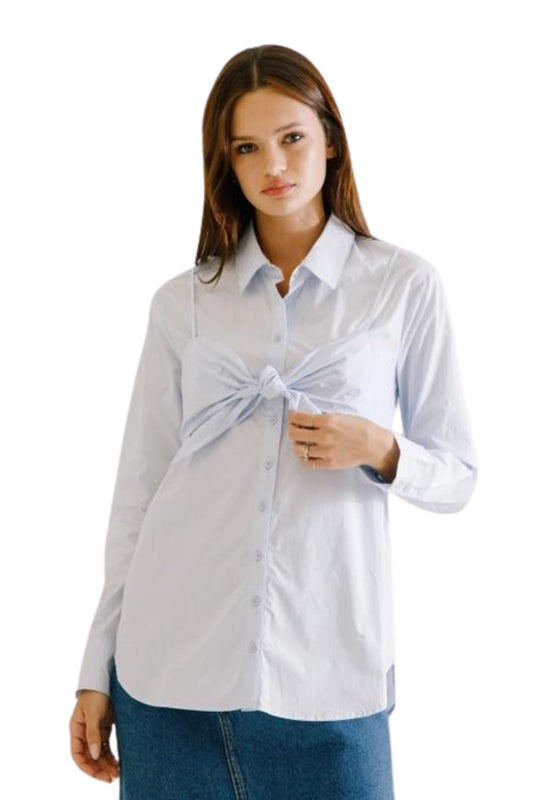 BOW WRAP LONG SLEEVE SHIRT