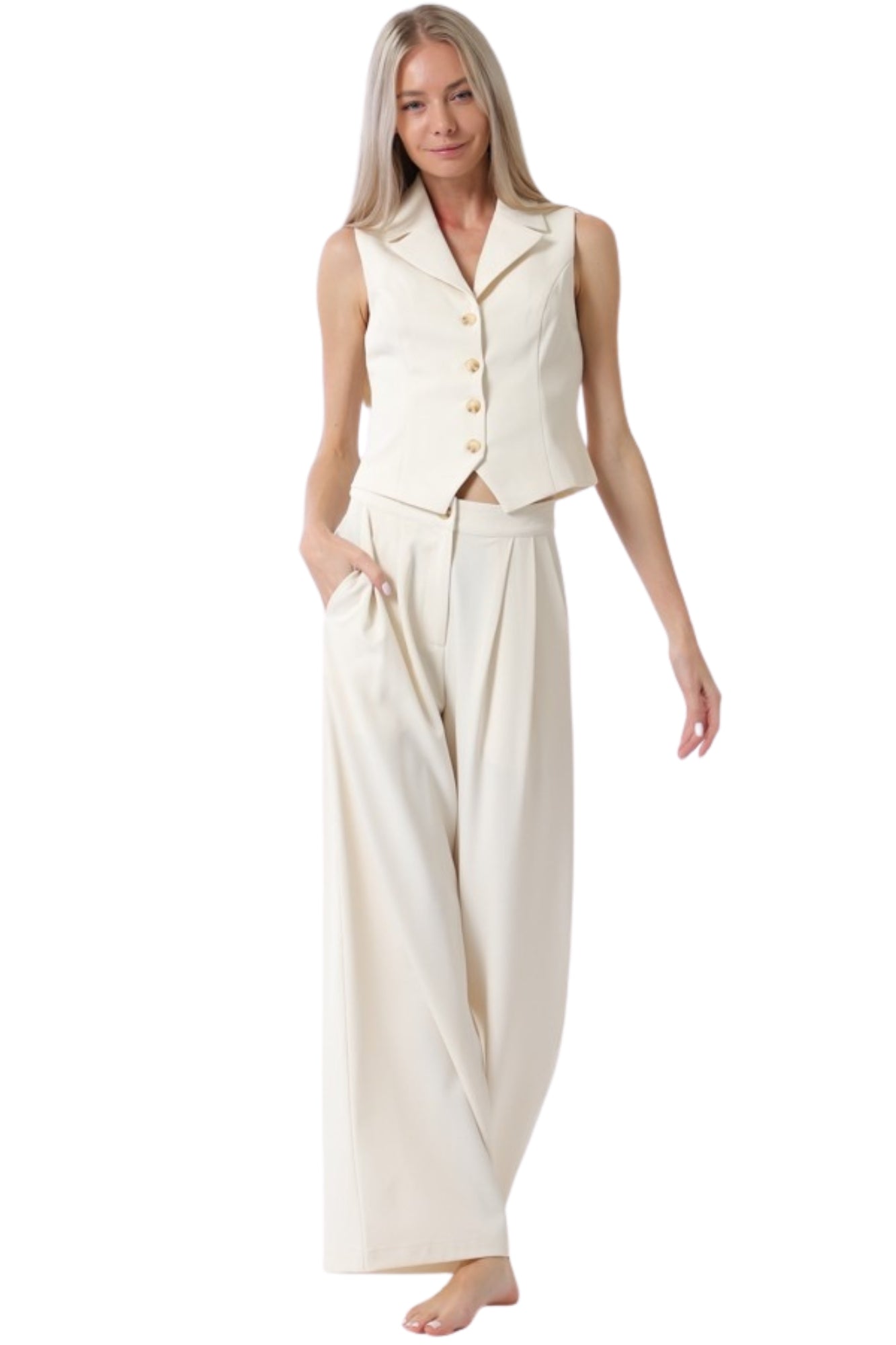 BUTTON DOWN TOP & LONG PANTS SET