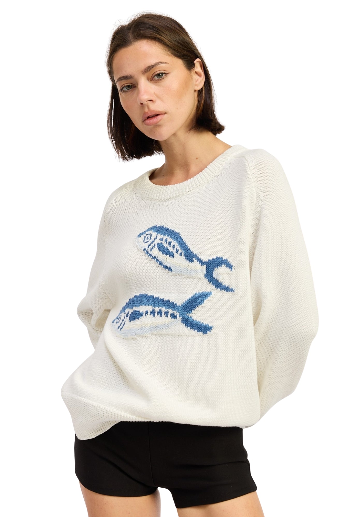 LONG SLEEVE GRAPHIC SARDINE SWEATER