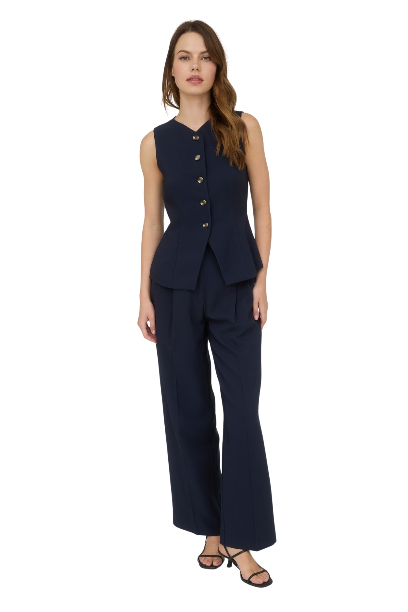 VEST & PLEATED WIDE LEG DRESS PANTS SET