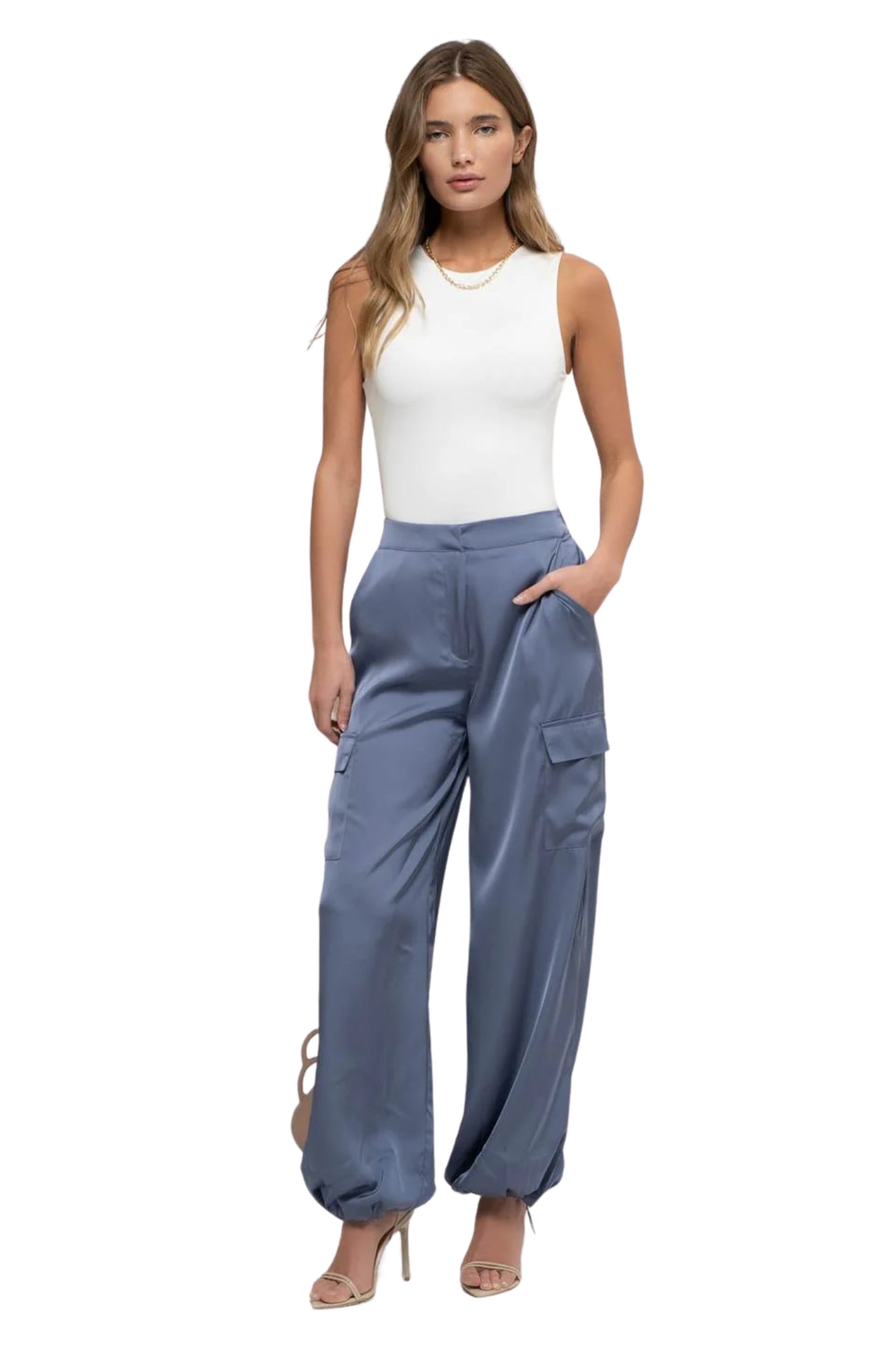 SATIN CARGO JOGGER PANTS