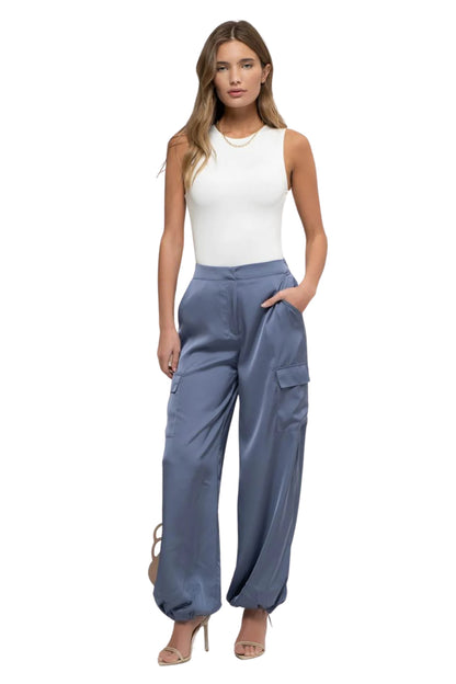 SATIN CARGO JOGGER PANTS