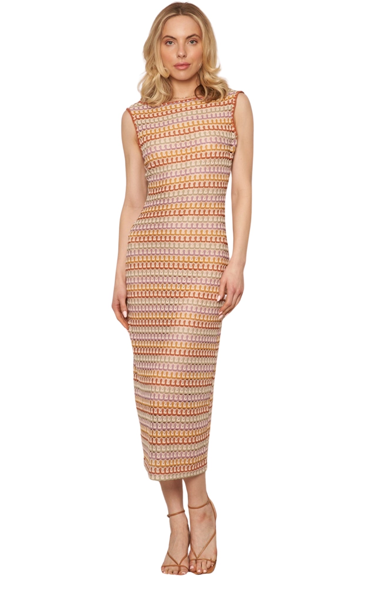 MULTICOLOR CROCHET MIDI DRESS