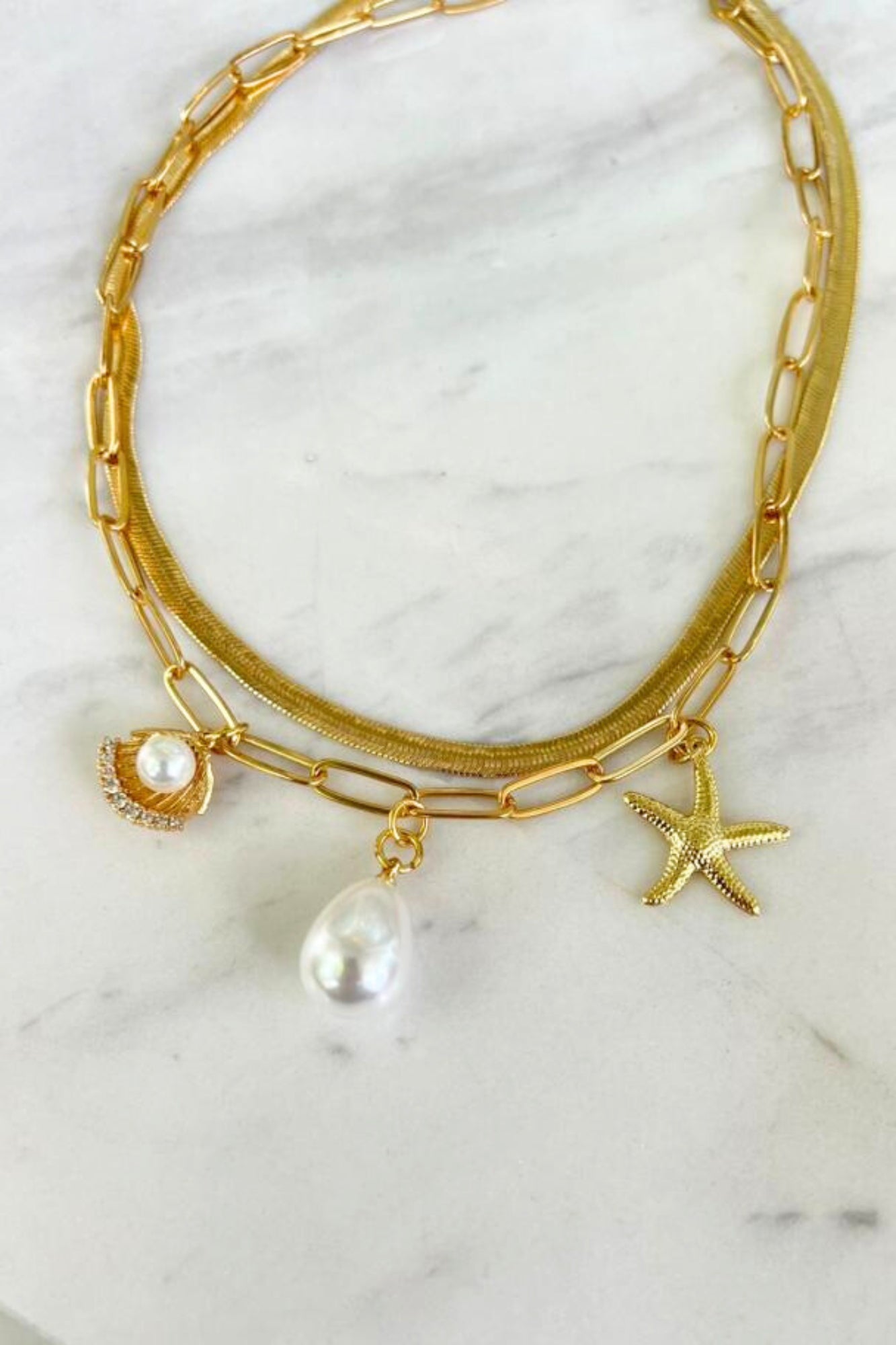 SEA CHARMS DOUBLE NECKLACE