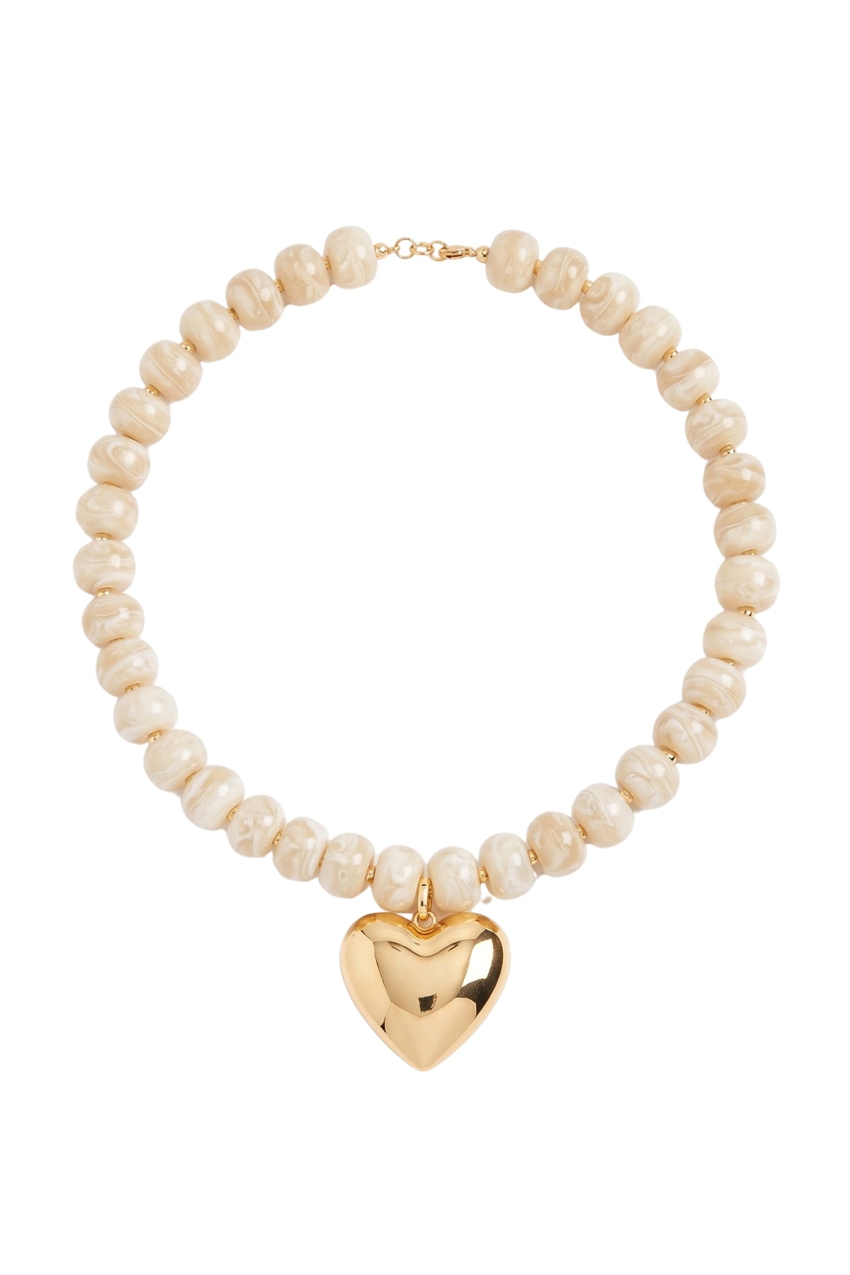 IVORY SWIRL & GOLD HEART NECKLACE
