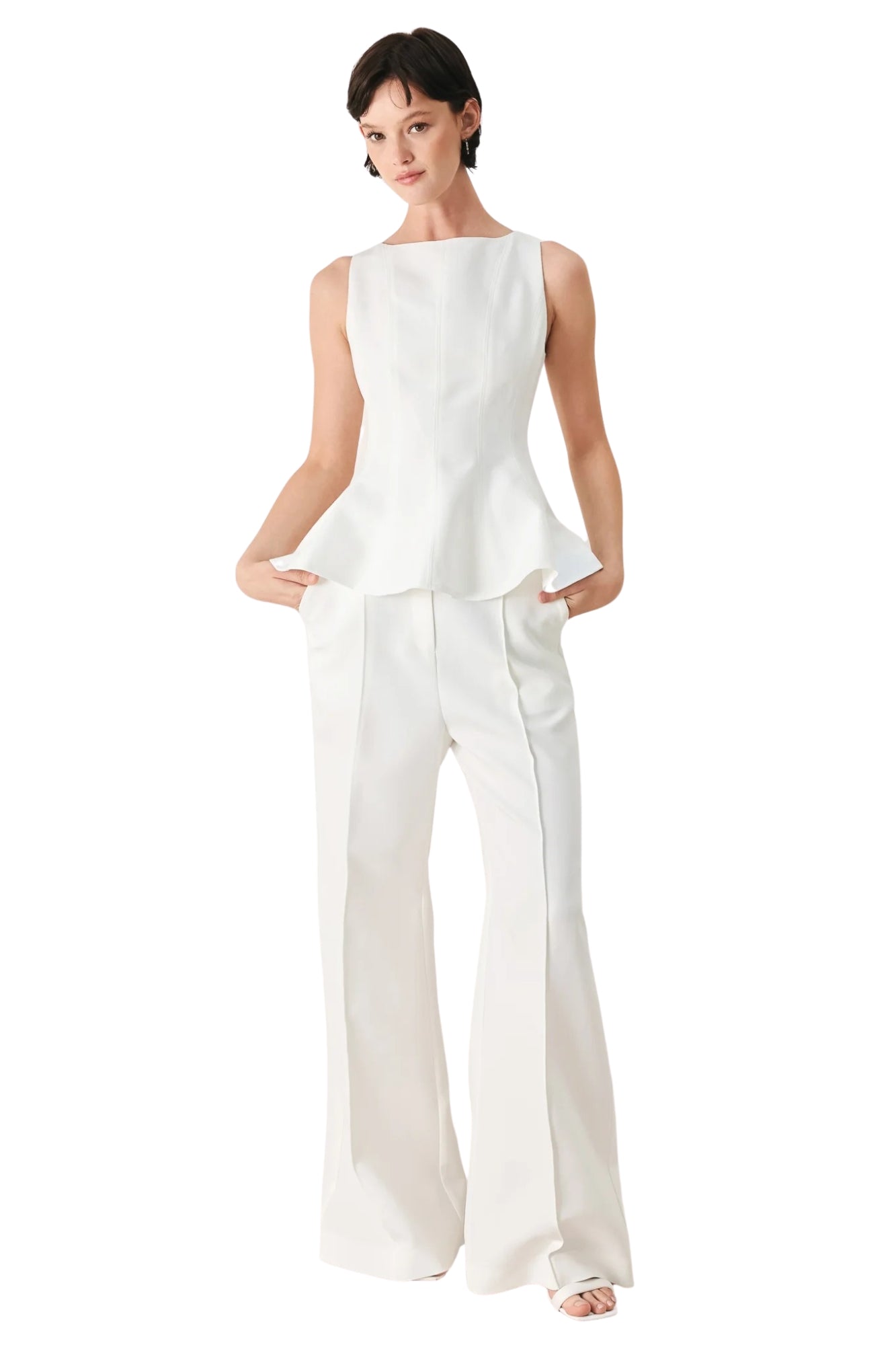 PEPLUM TOP & STRAIGHT LEG PANTS SET