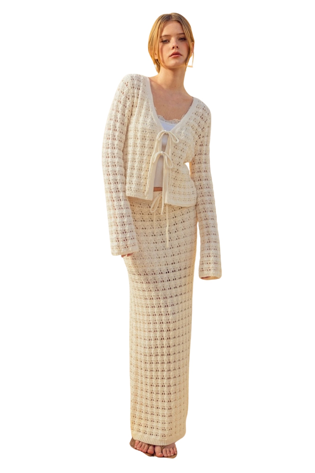 CROCHET CARDIGAN & MAXI SKIRT SET