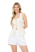 LINEN CROPPED VEST