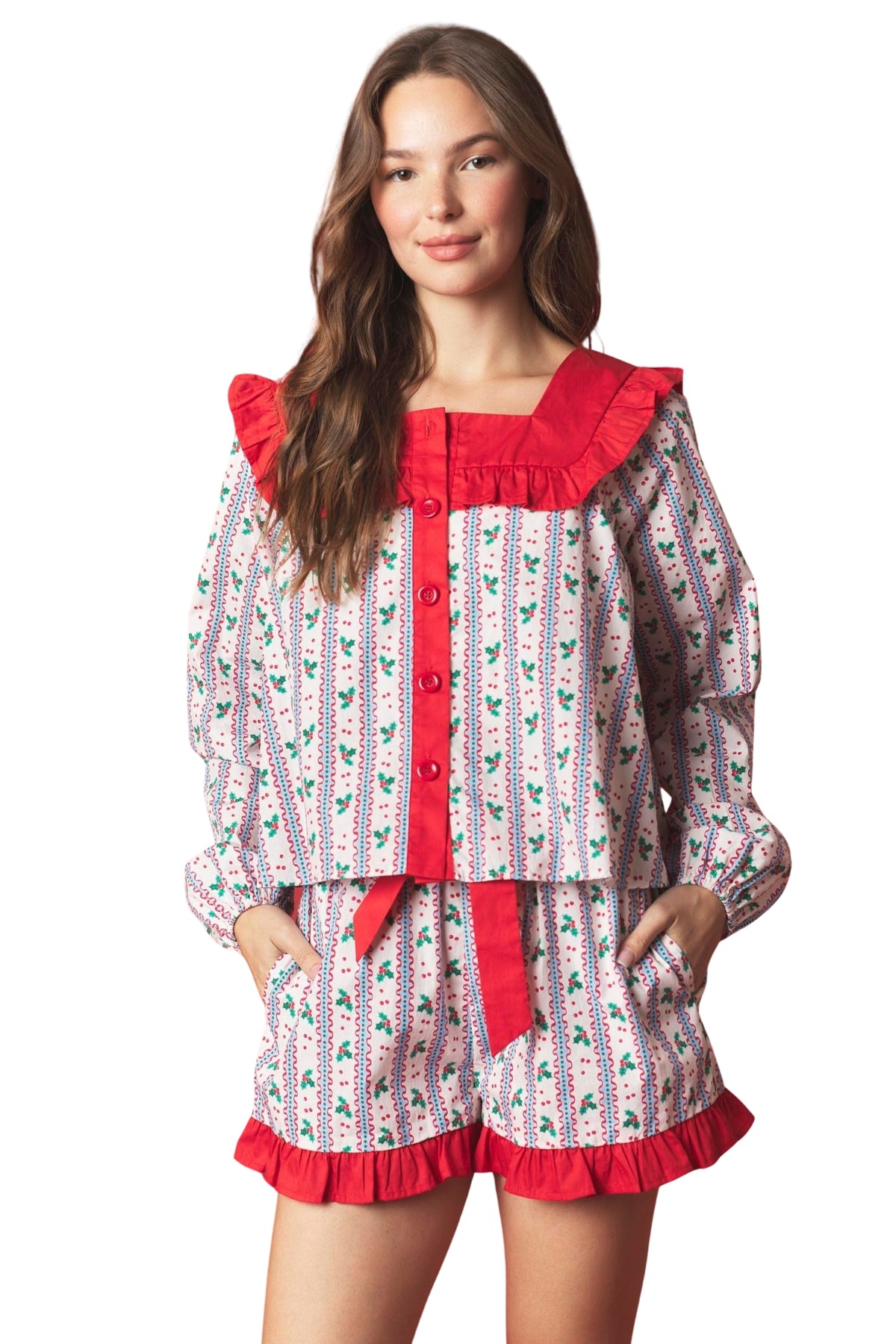 XMAS PAJAMA TOP & SHORT SET