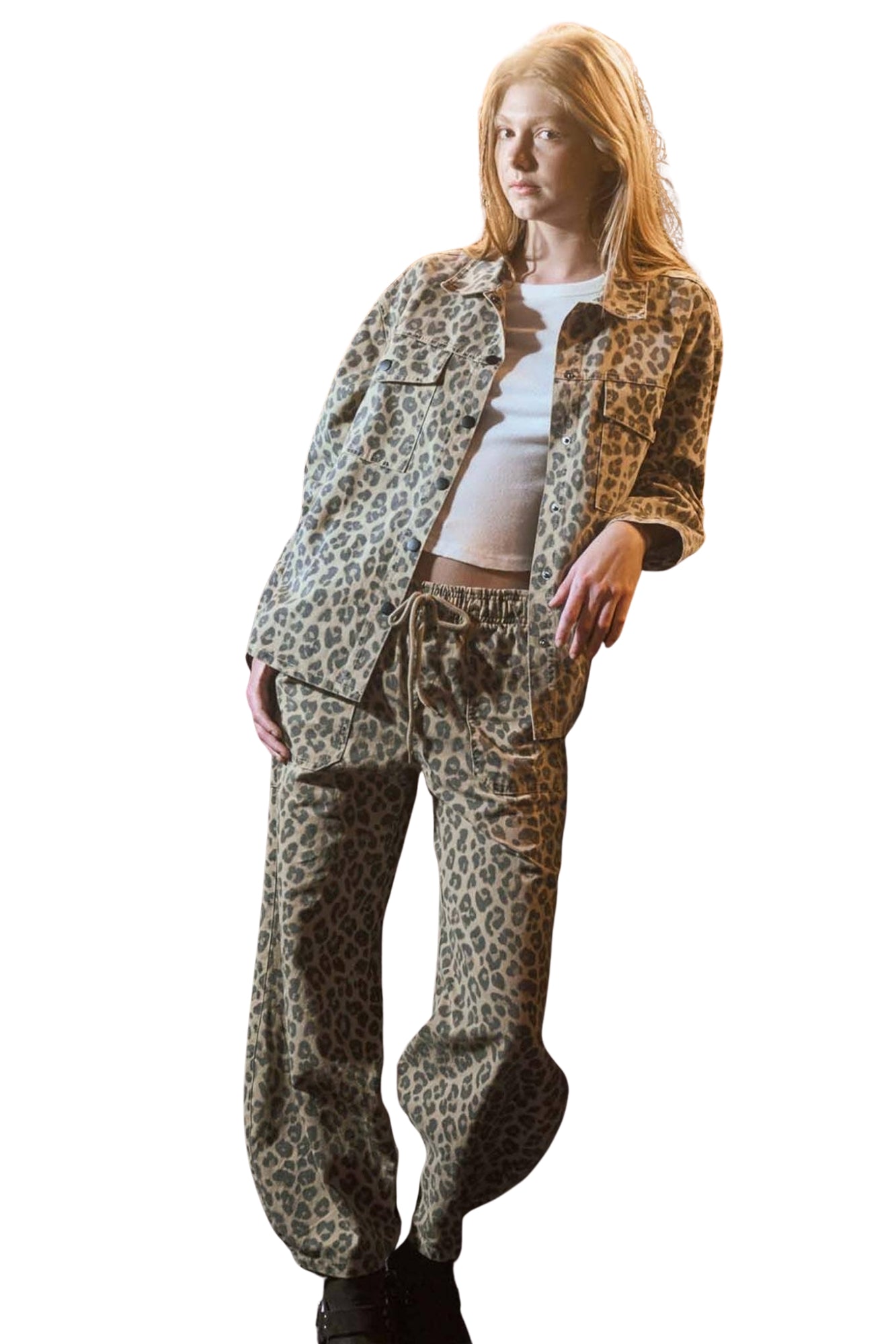 LEOPARD PRINT PARACHUTE PANTS