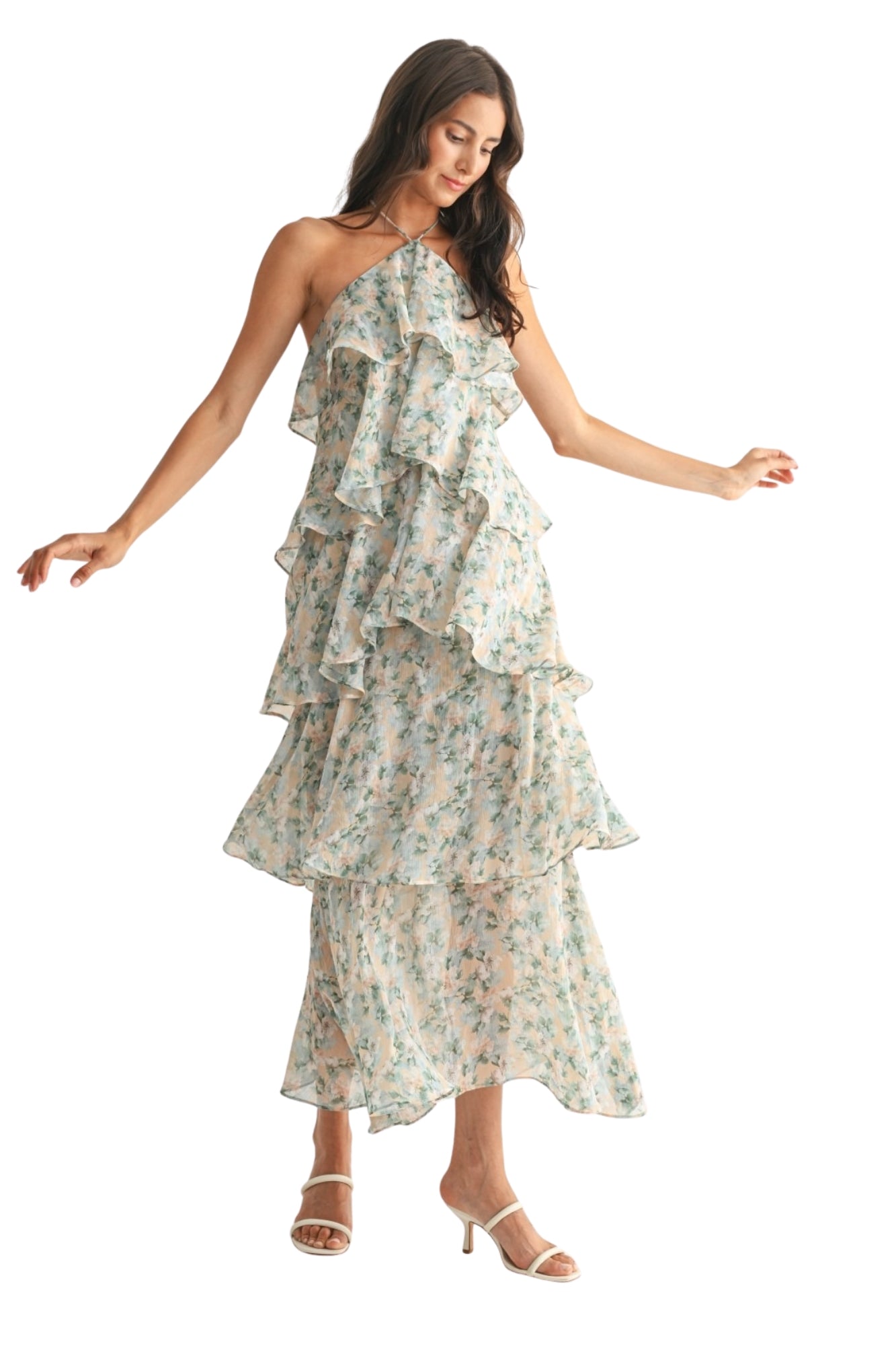TIERED FLORAL MAXI DRESS