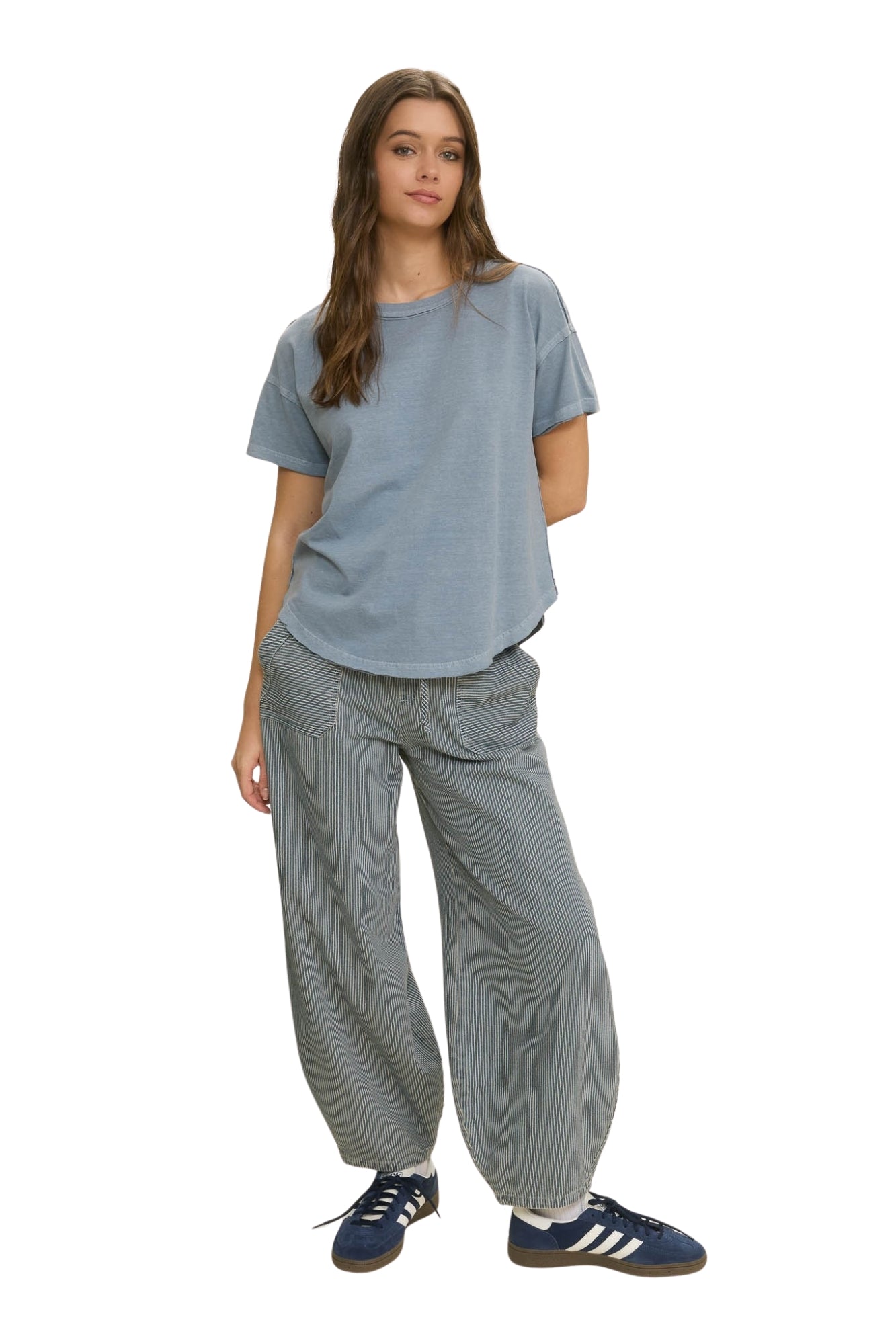 STRIPE DENIM PARACHUTE PANTS