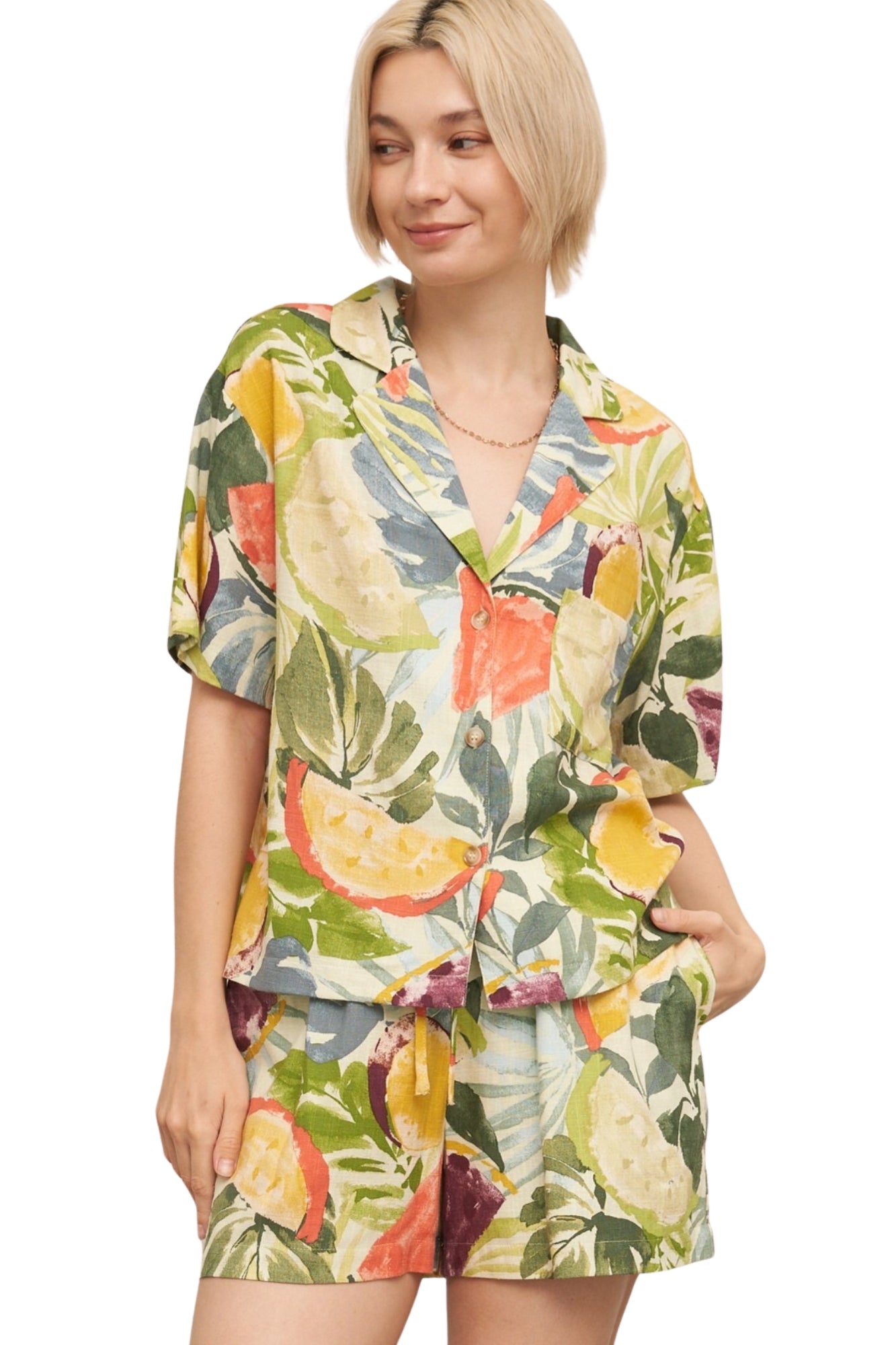 TROPICAL PRINT SHIRT & SHORT SET