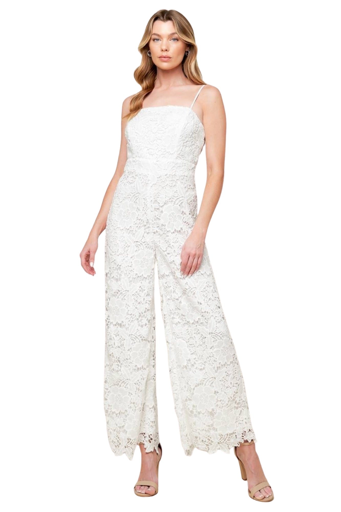 WOVEN LACE JUMPSUIT