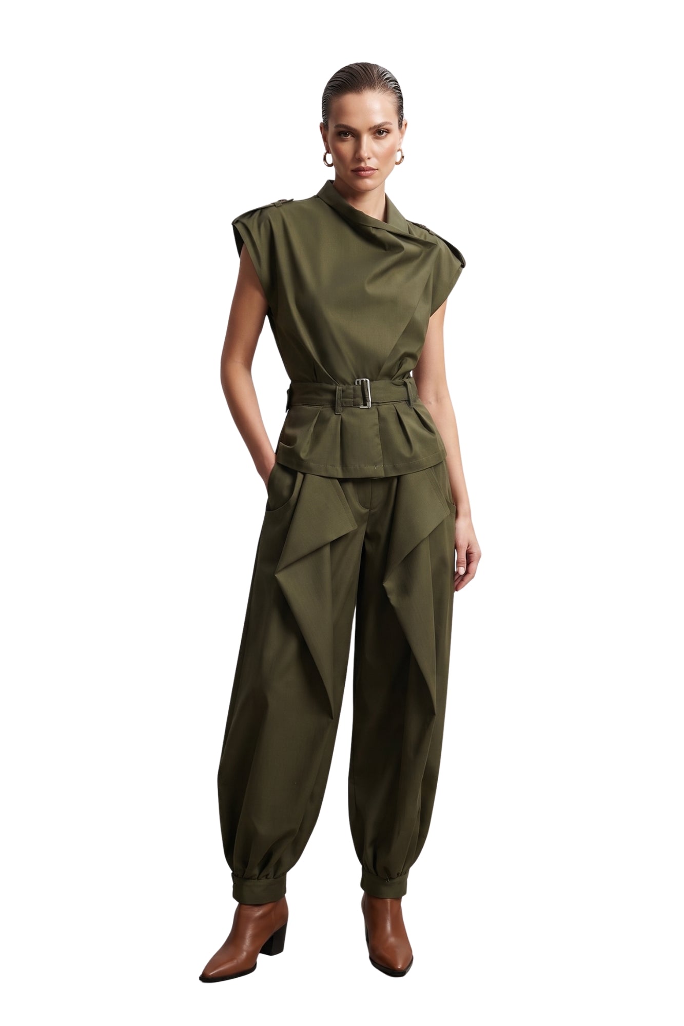 WOVEN SAFARI BALLOON PANTS & JACKET SET