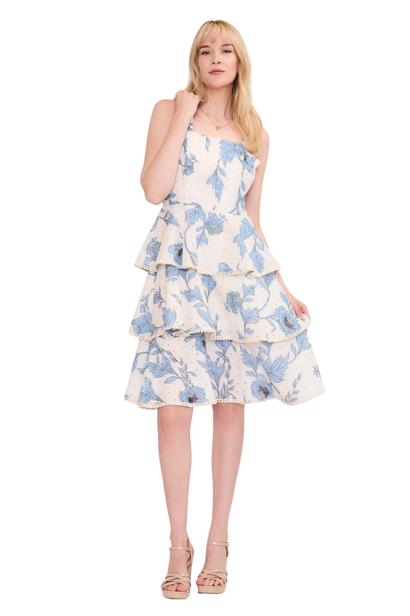 LOVELY PRINT TIERED MIDI DRESS