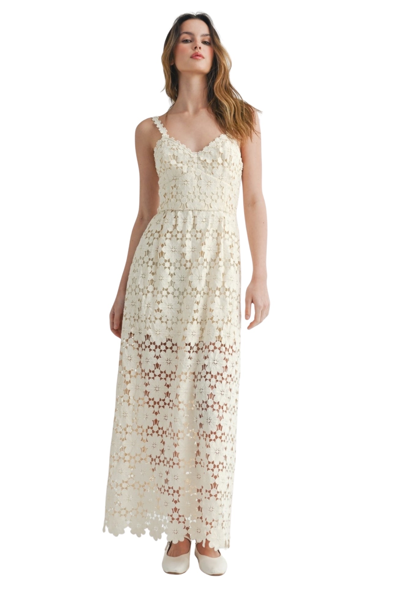 ROMANTIC LACE FLORAL MAXI DRESS