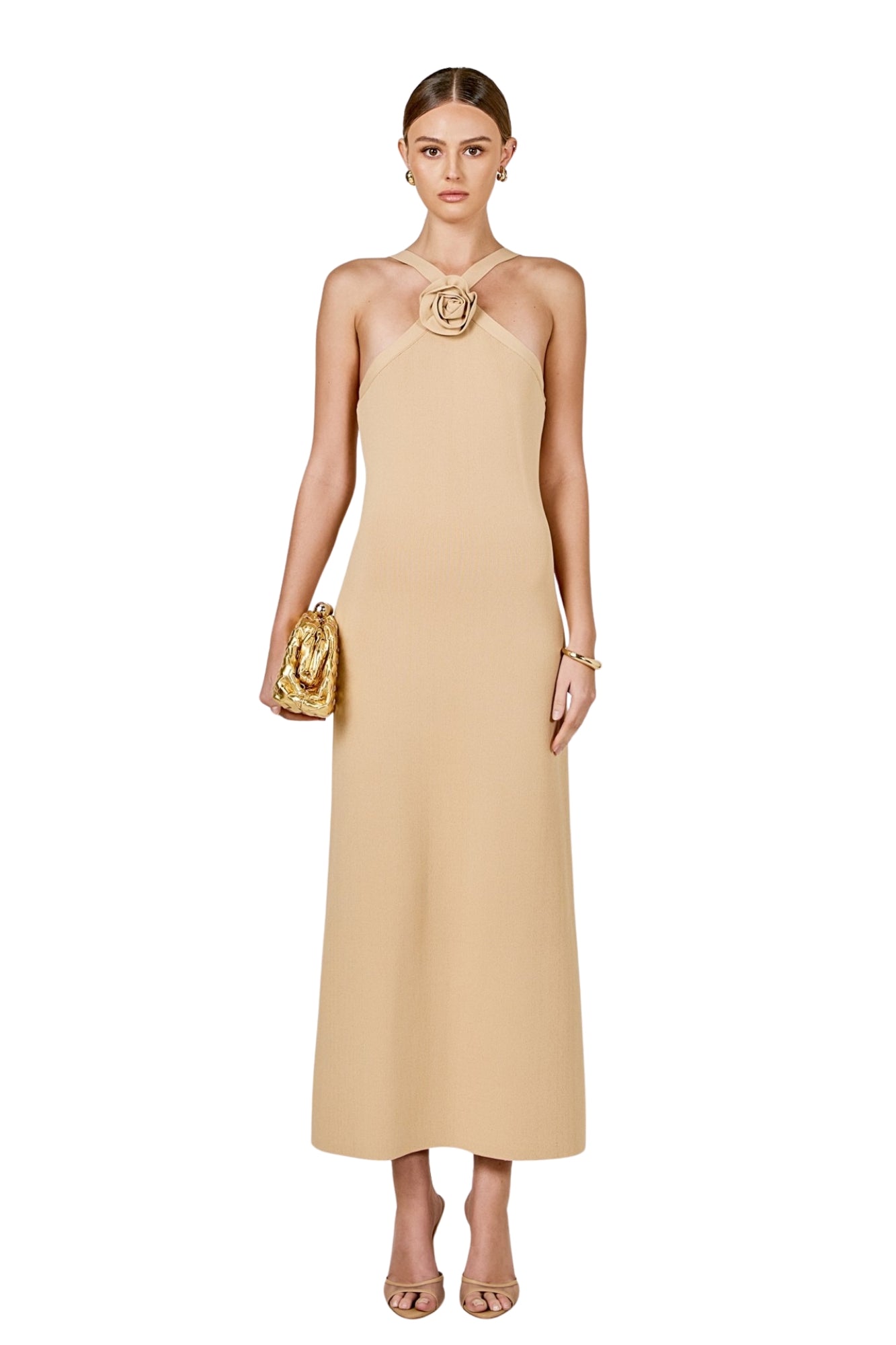 ROSETTE KNIT MIDI DRESS
