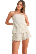 CUT OUT EMBROIDERED TOP & SHORTS SET
