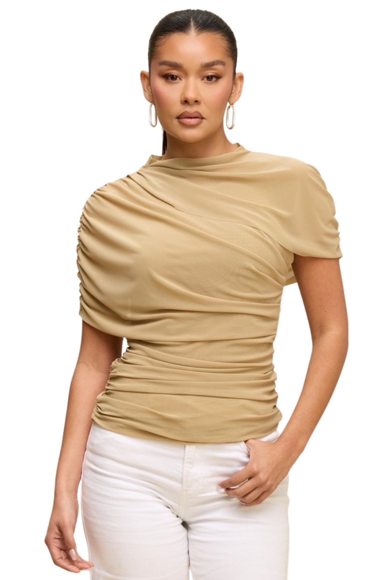 MESH MOCK NECK TOP