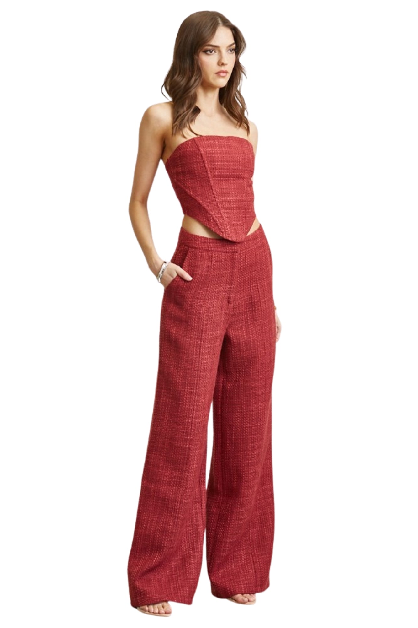 TWEED CORSET TOP & PANTS SET