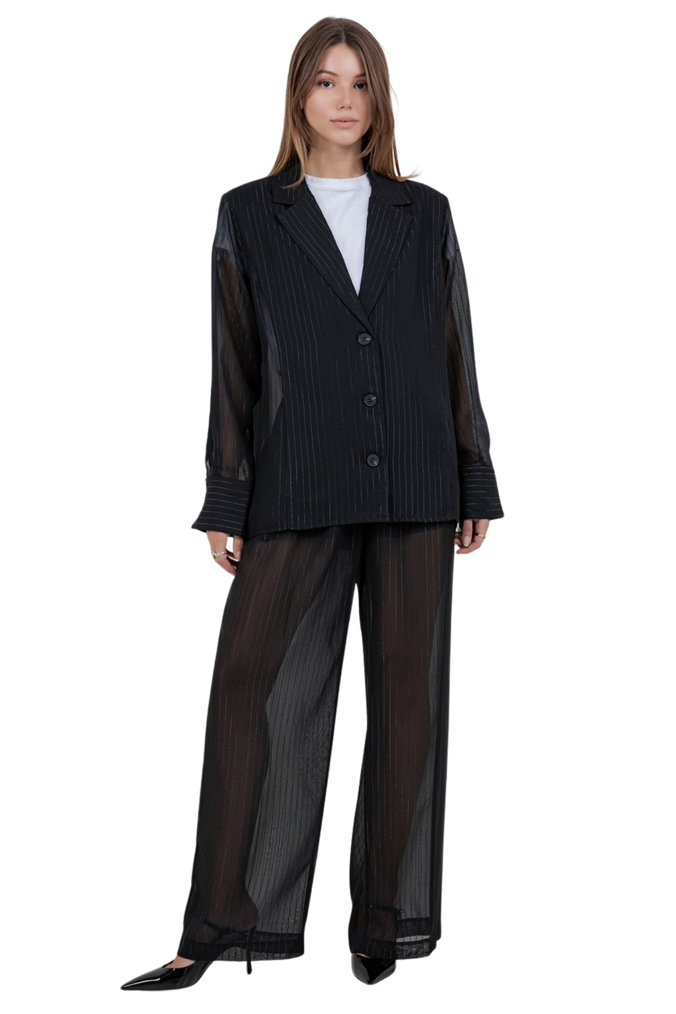 LIGHTWEIGHT LUREX BLAZER & PANTS SET