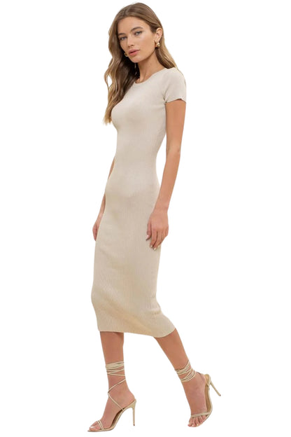 RIBBED KNIT MIDI DRESS