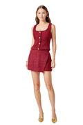 TWEED SCOOP NECK BUTTONED TOP & MINI SKIRT SET