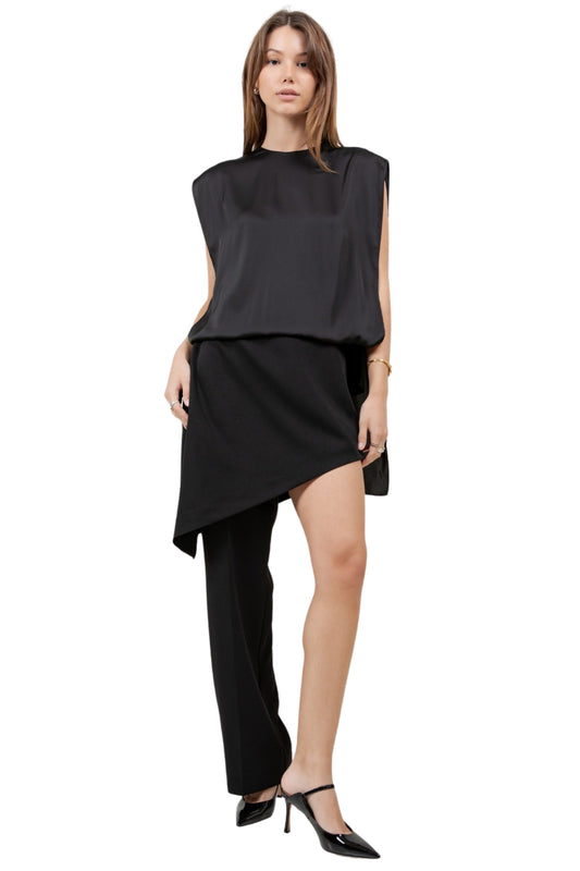 SINGLE LEG FAUX SKIRT OVERLAYER TROUSER PANTS