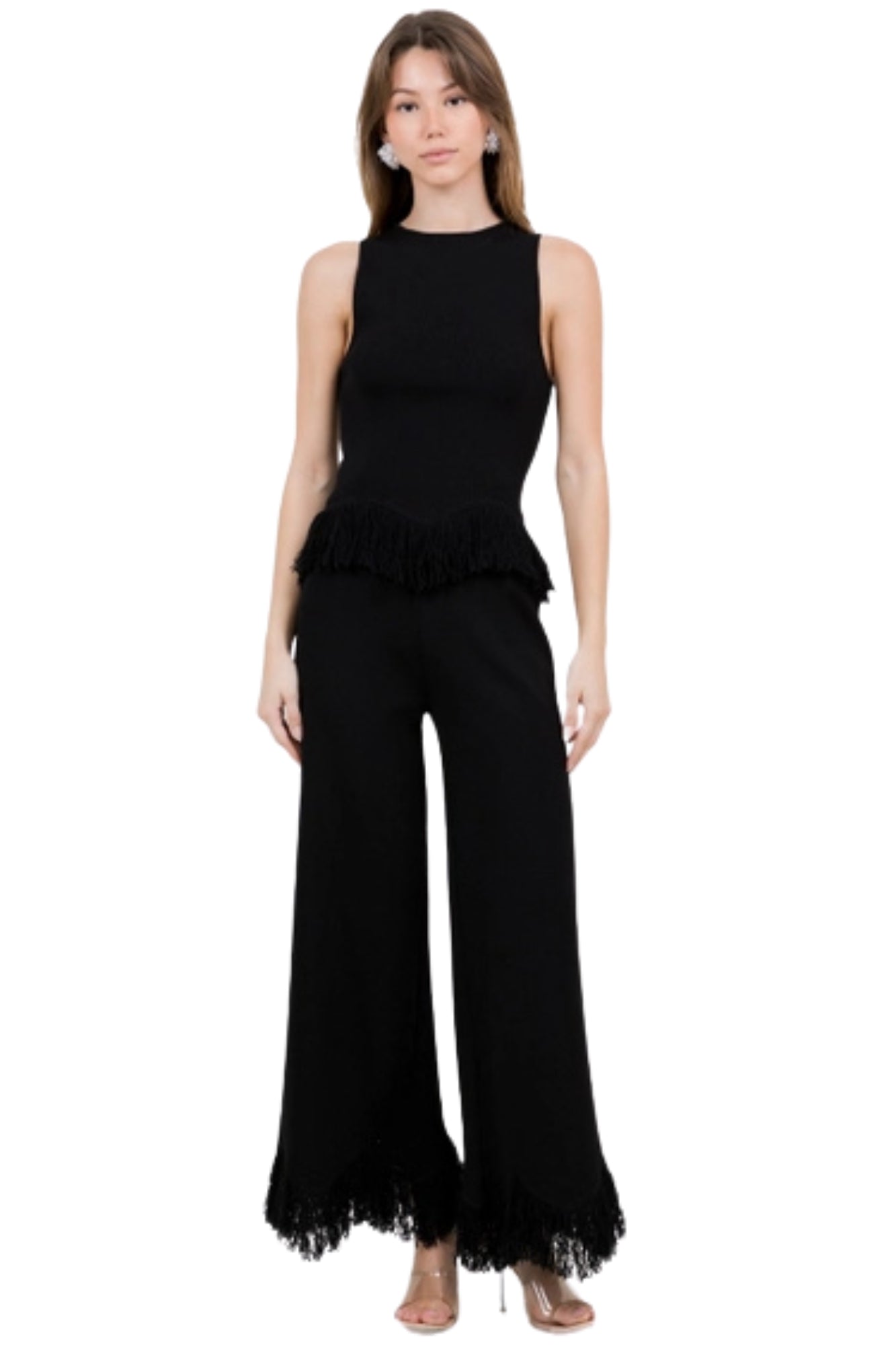FRINGE BOTTOM HEMMING KNITTED SET