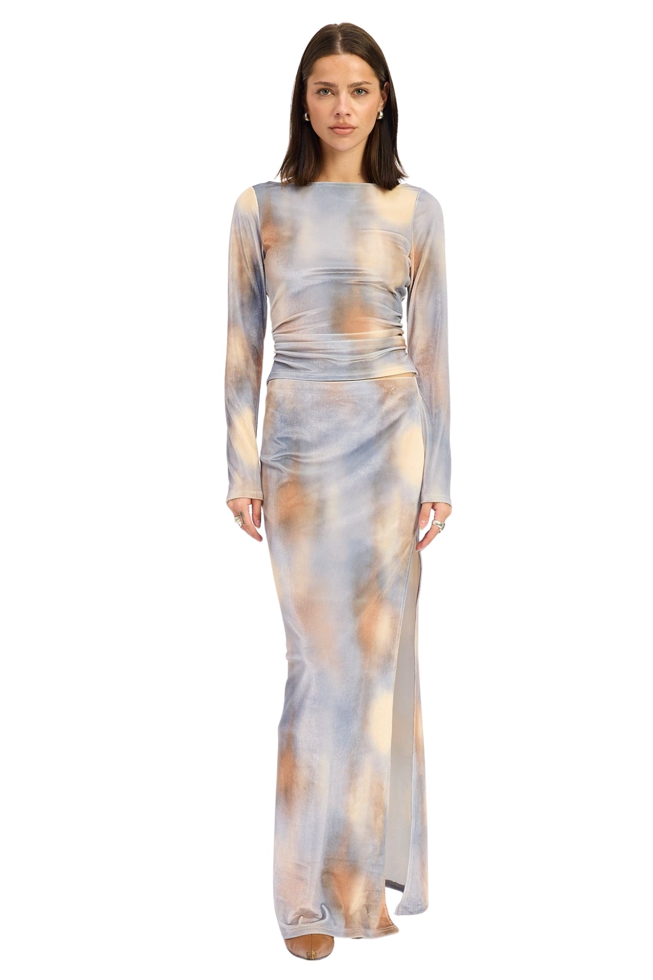 VELVET TOP & MAXI SKIRT SET