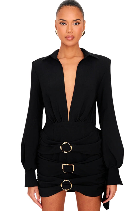 BLACK BELT MINI DRESS