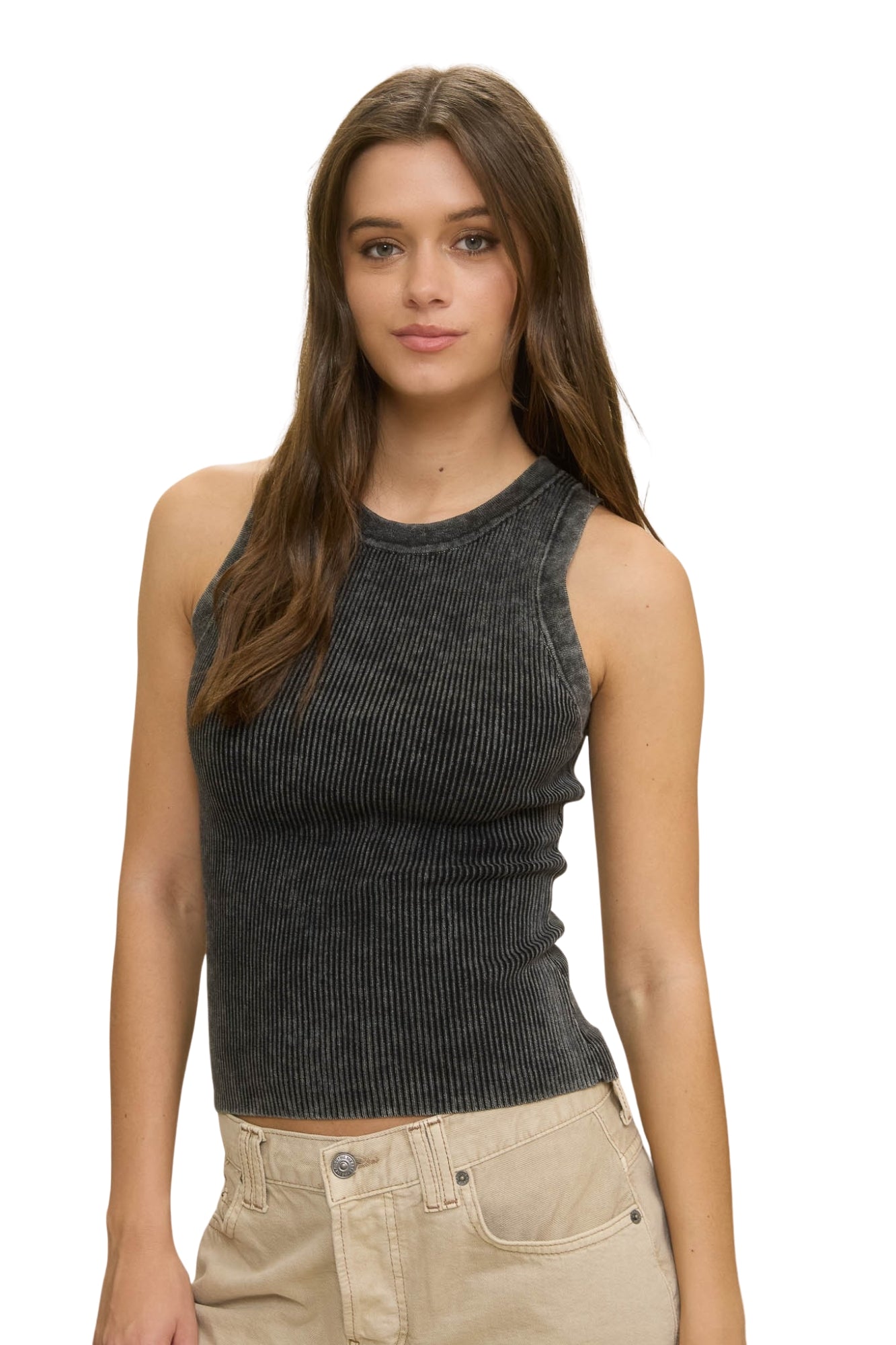 WASHED RIBBED TANK TOP