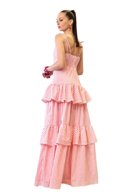 PINK STRIPED MAXI DRESS