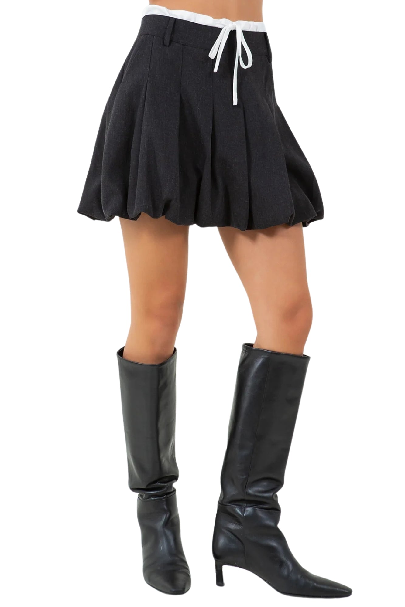 CONTRAST WAIST BALLOON MINI SKIRT