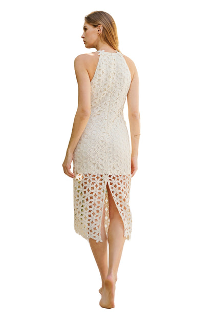CROCHET HALTER MIDI DRESS