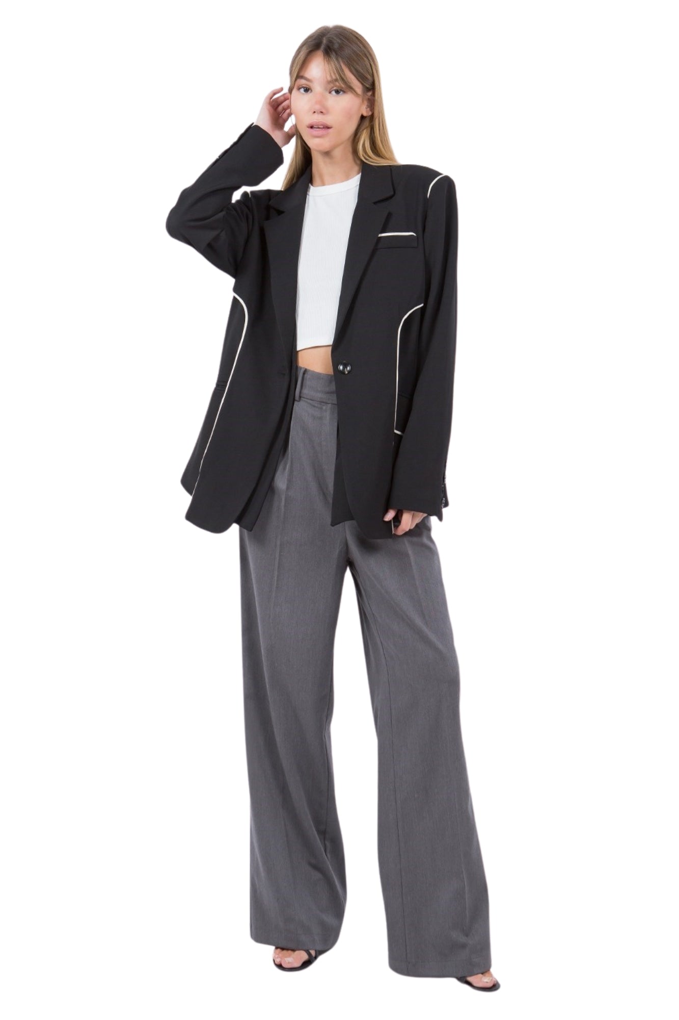 PIPPING DETAIL DOUBLE LAYER BLAZER