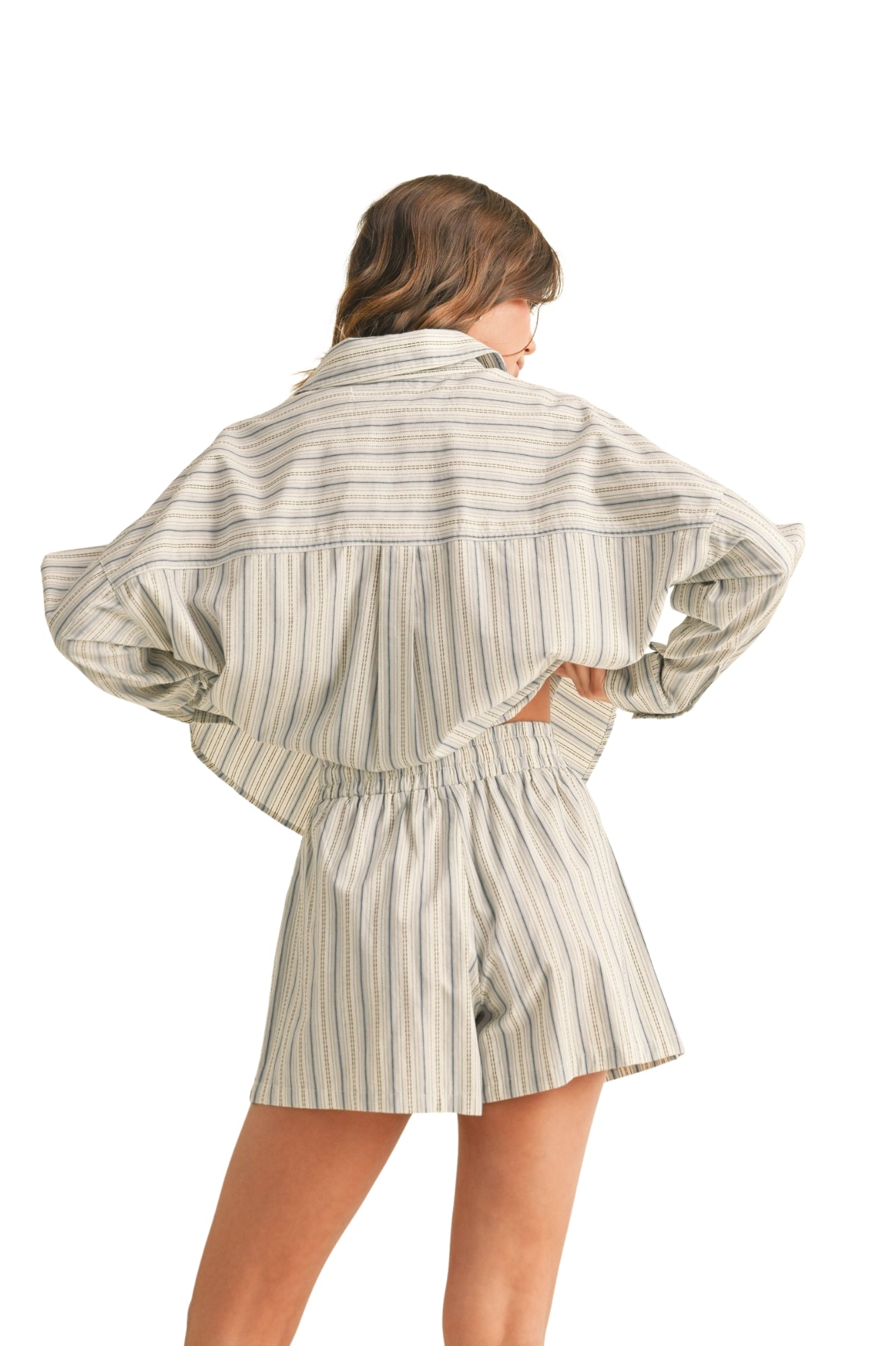 MULTI STRIPE SHIRT & SHORTS SET