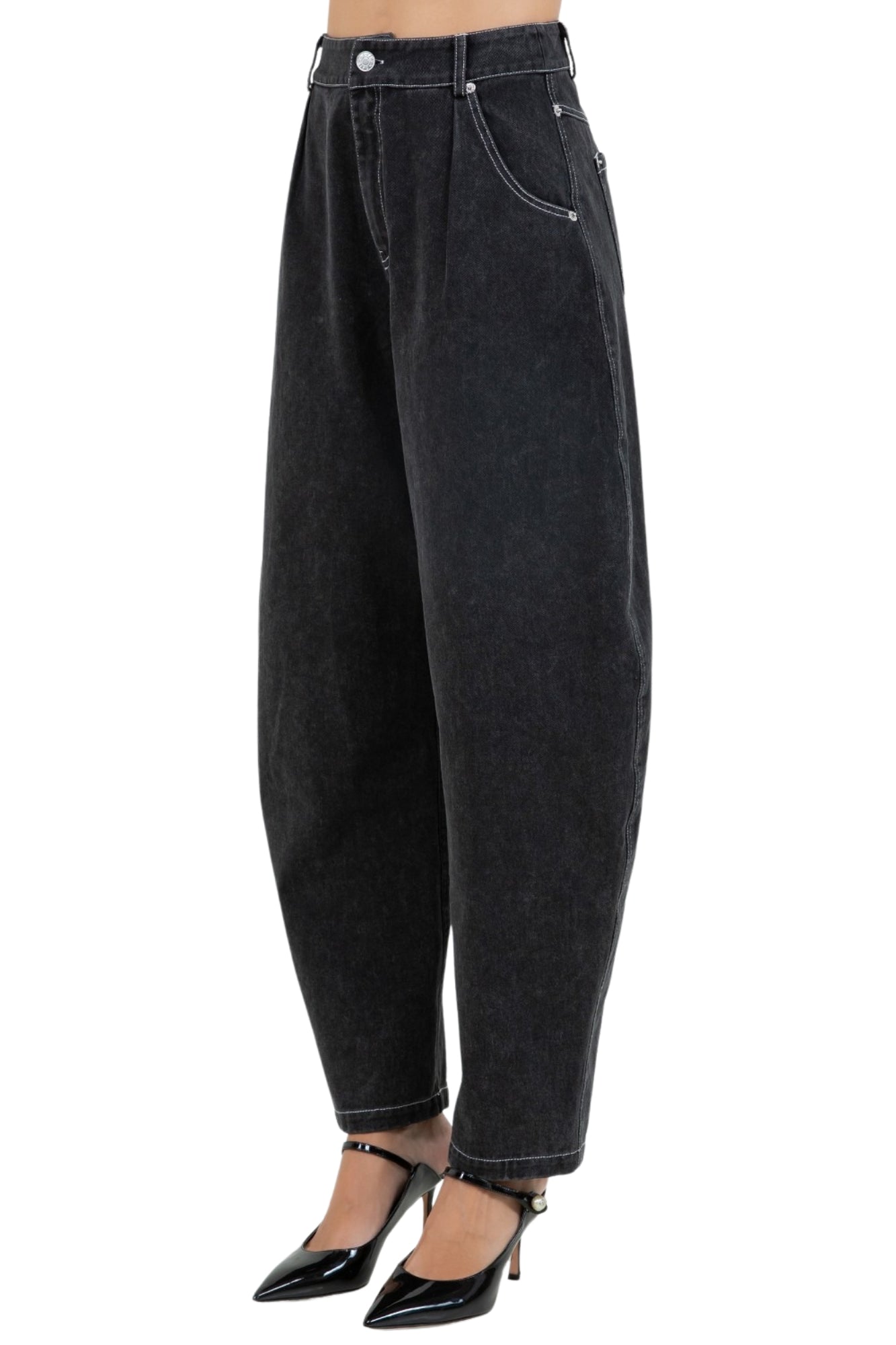 SOFT COTTON WASHED CROPPED JACKET & BARREL LEG PANTS